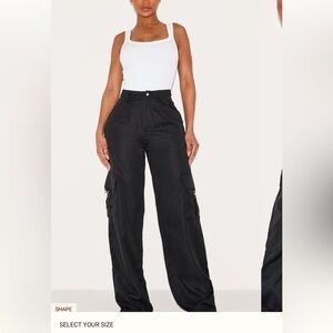 PrettyLittleThing Black Wide Leg Cargo Pants